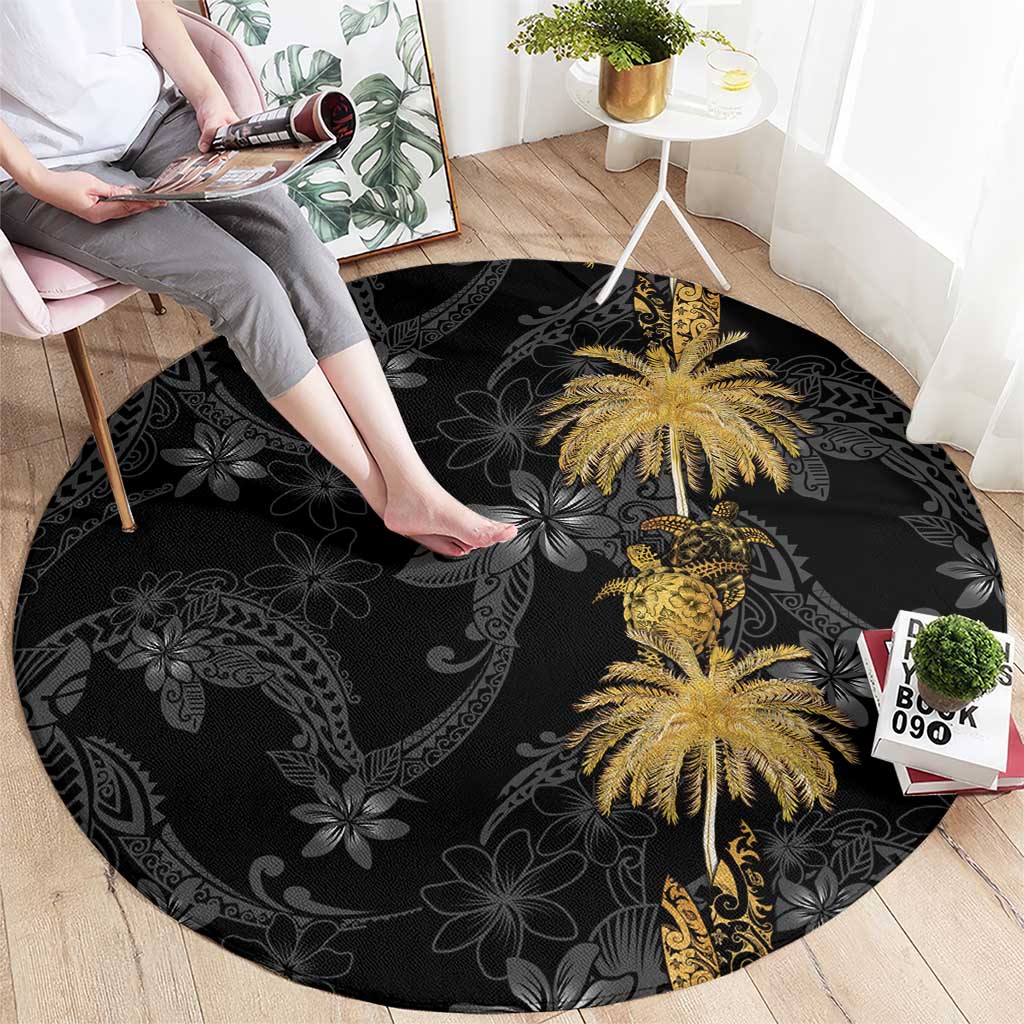 Hawaiian Honu And Surfboards Round Carpet Gold Style LT05 - Polynesian Pride