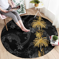 Hawaiian Honu And Surfboards Round Carpet Gold Style LT05 - Polynesian Pride