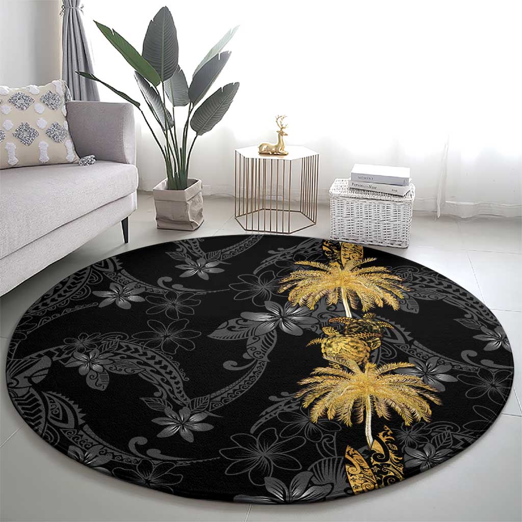 Hawaiian Honu And Surfboards Round Carpet Gold Style LT05 - Polynesian Pride