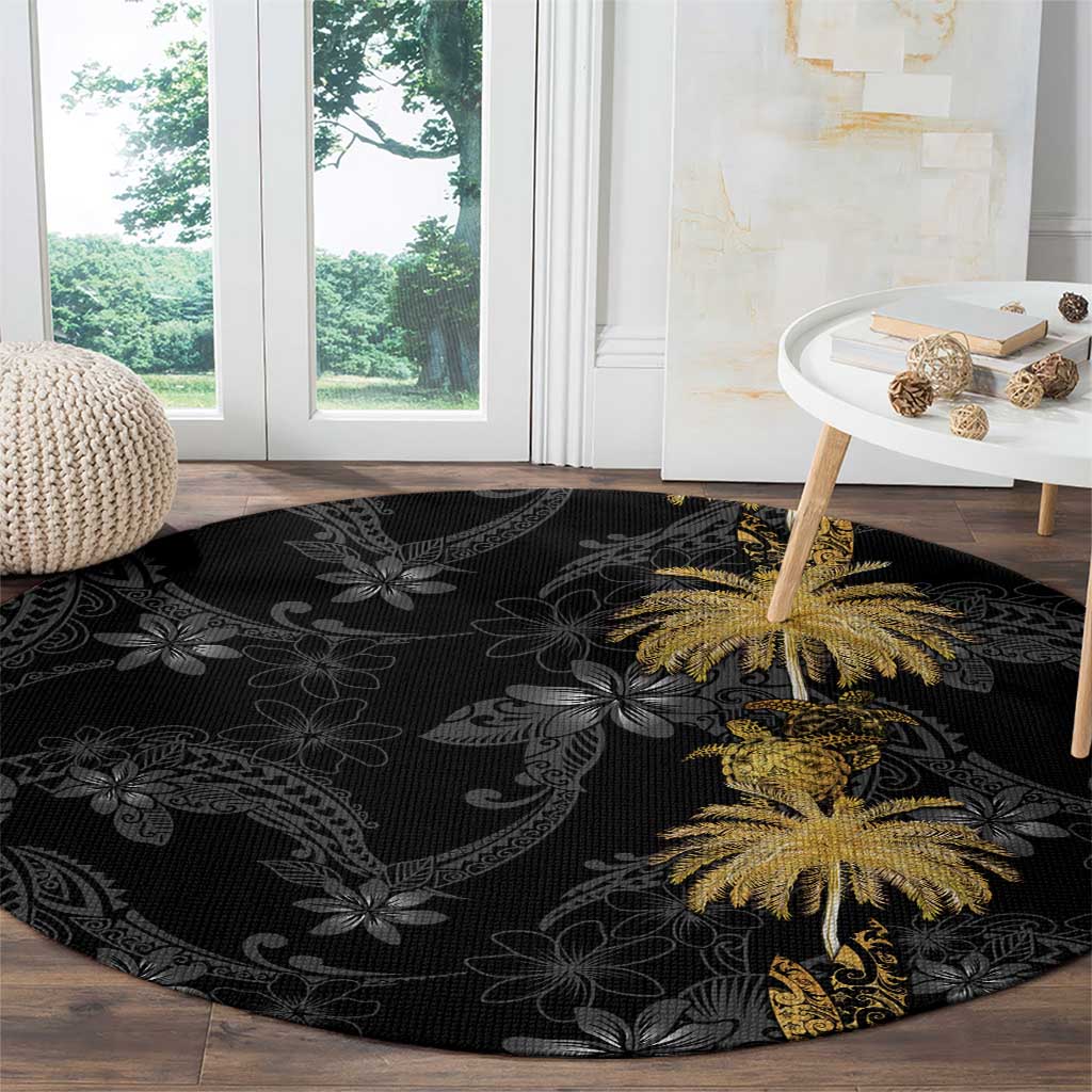 Hawaiian Honu And Surfboards Round Carpet Gold Style LT05 - Polynesian Pride
