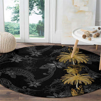 Hawaiian Honu And Surfboards Round Carpet Gold Style LT05 - Polynesian Pride