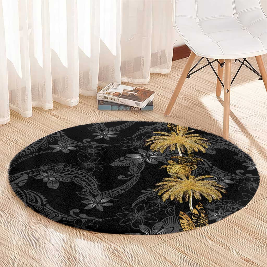 Hawaiian Honu And Surfboards Round Carpet Gold Style LT05 - Polynesian Pride