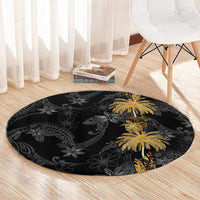 Hawaiian Honu And Surfboards Round Carpet Gold Style LT05 - Polynesian Pride