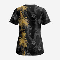 Hawaiian Honu And Surfboards Scrub Top Gold Style LT05 - Polynesian Pride