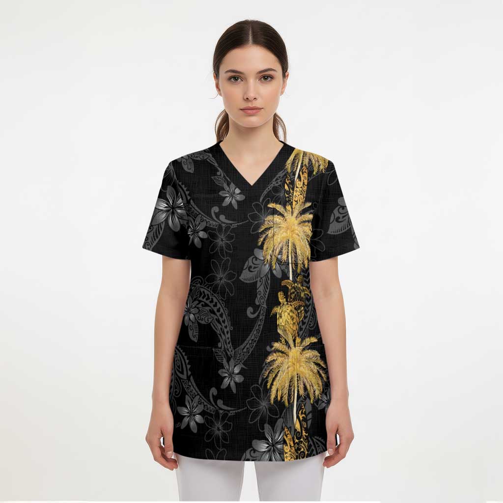 Hawaiian Honu And Surfboards Scrub Top Gold Style LT05 - Polynesian Pride