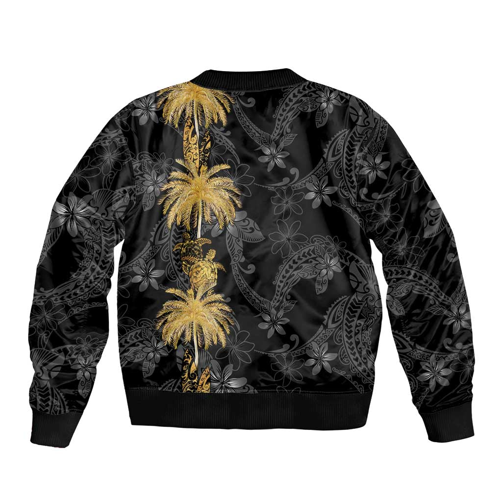 Hawaiian Honu And Surfboards Sleeve Zip Bomber Jacket Gold Style LT05 - Polynesian Pride