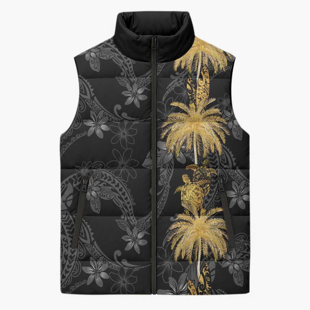 Hawaiian Honu And Surfboards Sleeveless Puffer Jacket Gold Style LT05 Unisex Gold - Polynesian Pride