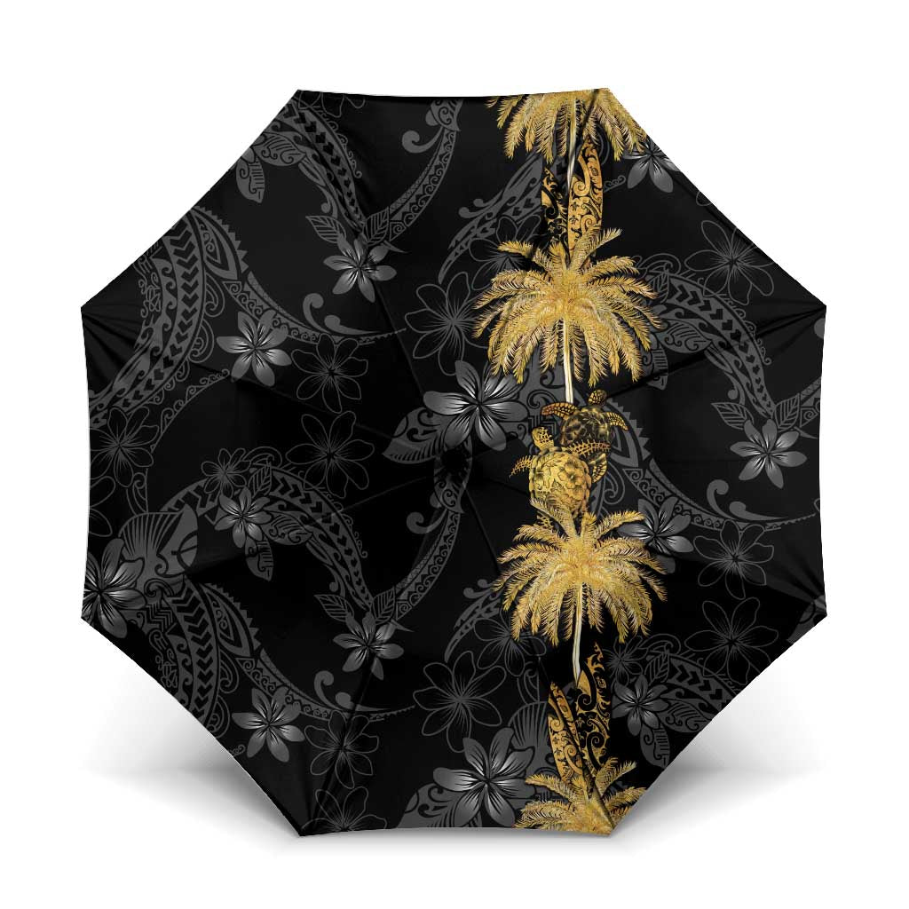 Hawaiian Honu And Surfboards Umbrella Gold Style LT05 One Size Folded 11.42 inch Opened Diameter 37.4 inch Gold - Polynesian Pride