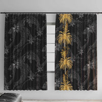 Hawaiian Honu And Surfboards Window Curtain Gold Style LT05 With Hooks Gold - Polynesian Pride