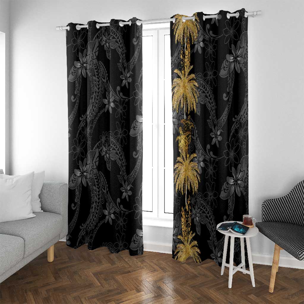 Hawaiian Honu And Surfboards Window Curtain Gold Style LT05 With Grommets Gold - Polynesian Pride