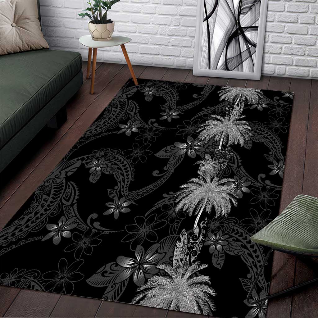 Hawaiian Honu And Surfboards Area Rug Silver Style LT05 Silver - Polynesian Pride
