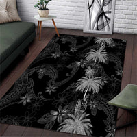 Hawaiian Honu And Surfboards Area Rug Silver Style LT05 Silver - Polynesian Pride