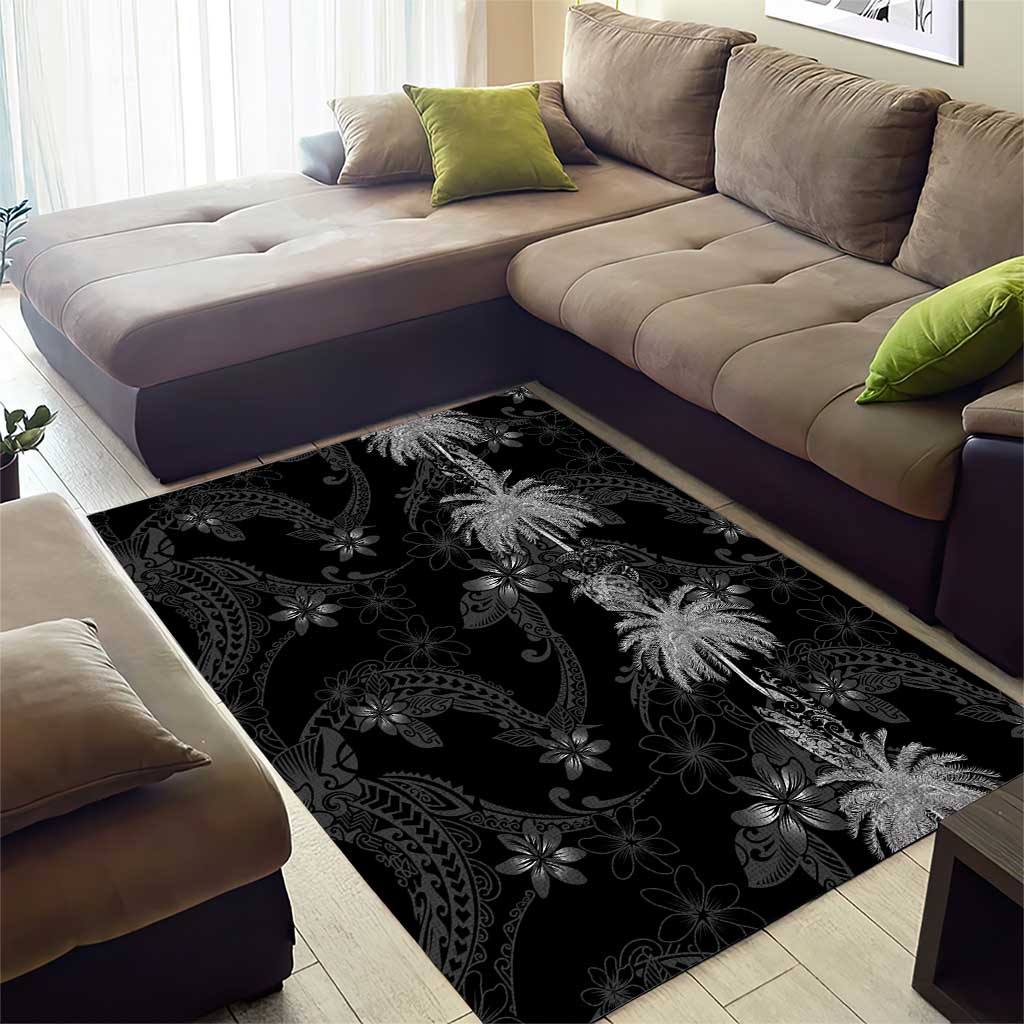 Hawaiian Honu And Surfboards Area Rug Silver Style LT05 - Polynesian Pride