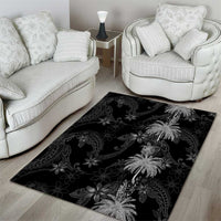 Hawaiian Honu And Surfboards Area Rug Silver Style LT05 - Polynesian Pride