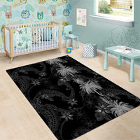 Hawaiian Honu And Surfboards Area Rug Silver Style LT05 - Polynesian Pride