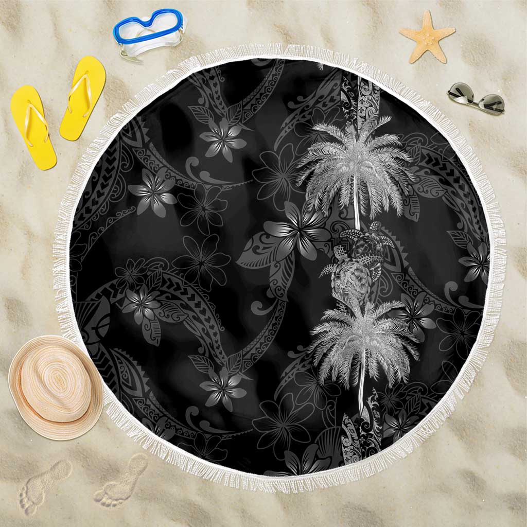Hawaiian Honu And Surfboards Beach Blanket Silver Style LT05 One Size 150cm Silver - Polynesian Pride