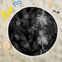 Hawaiian Honu And Surfboards Beach Blanket Silver Style LT05 One Size 150cm Silver - Polynesian Pride