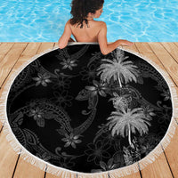 Hawaiian Honu And Surfboards Beach Blanket Silver Style LT05 - Polynesian Pride