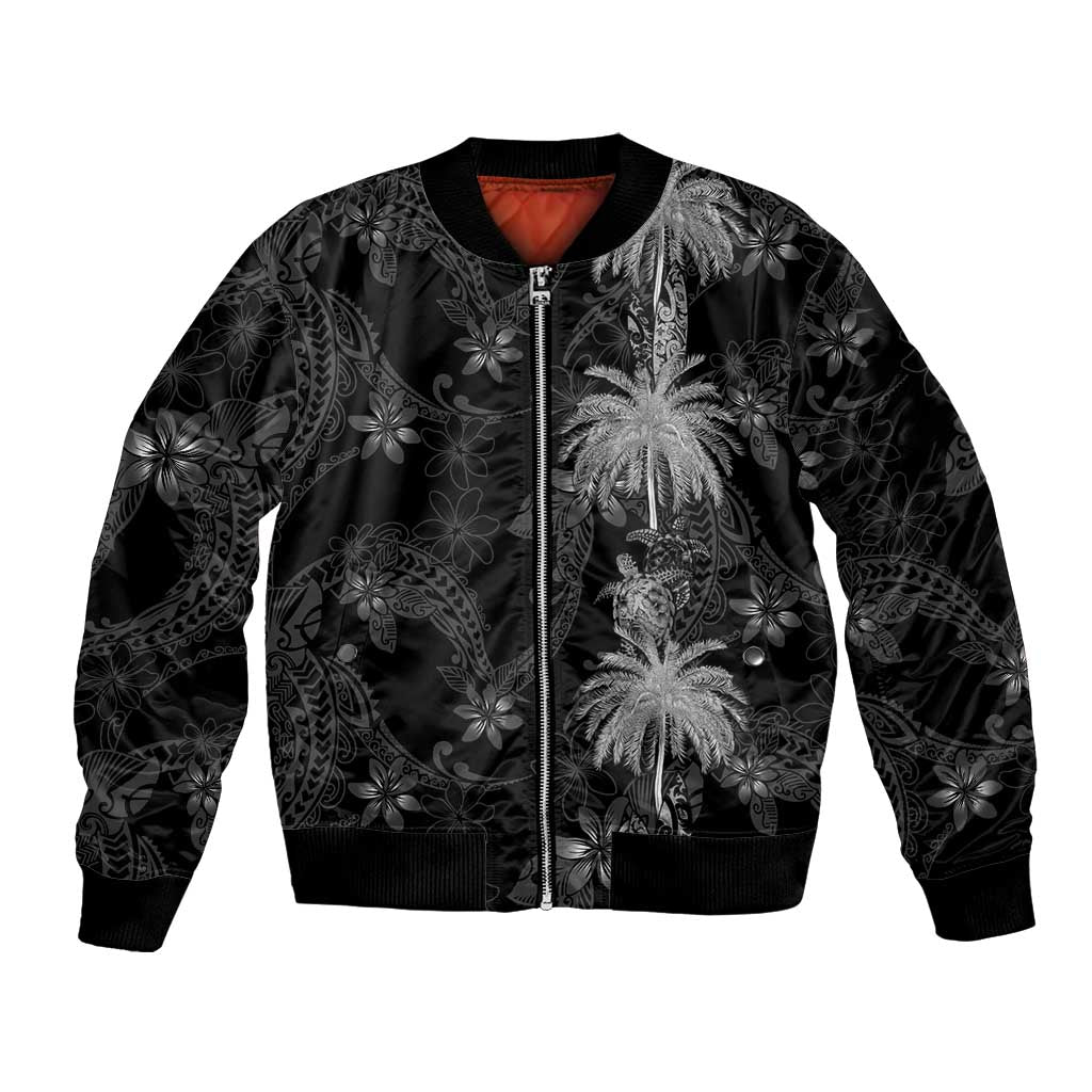Hawaiian Honu And Surfboards Bomber Jacket Silver Style LT05 Unisex Silver - Polynesian Pride