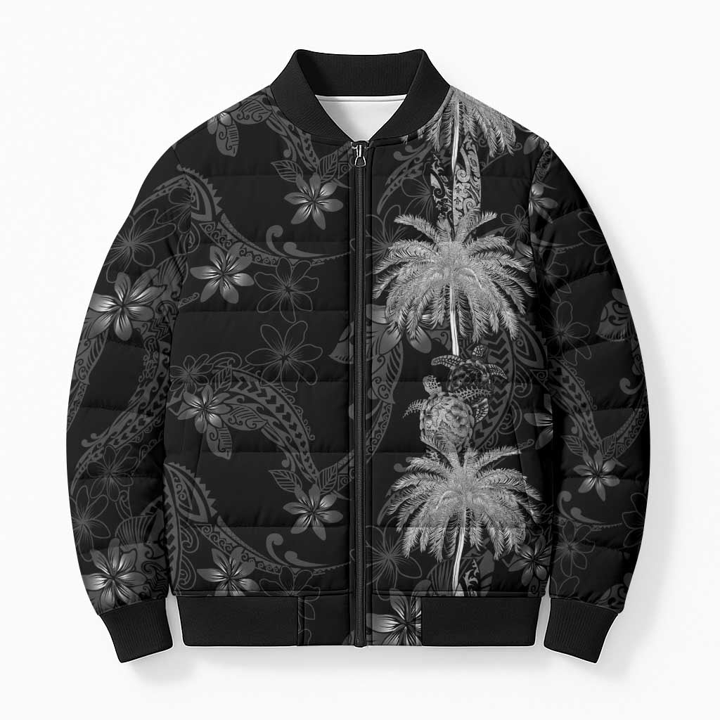 Hawaiian Honu And Surfboards Bomber Puffer Jacket Silver Style LT05 Unisex Silver - Polynesian Pride