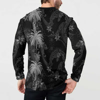 Hawaiian Honu And Surfboards Button Sweatshirt Silver Style LT05 - Polynesian Pride