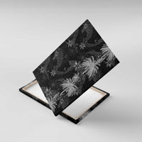 Hawaiian Honu And Surfboards Canvas Wall Art Silver Style LT05 With Frame Silver - Polynesian Pride