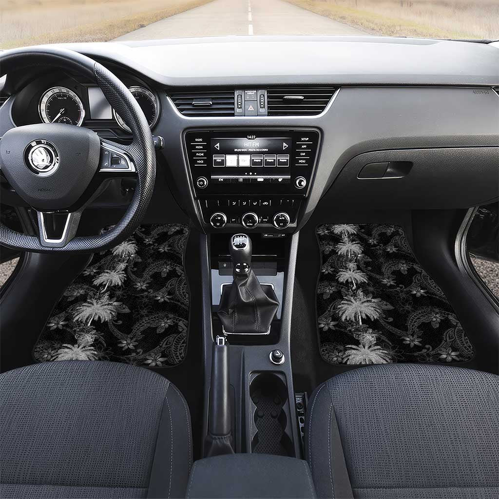 Hawaiian Honu And Surfboards Car Mats Silver Style LT05 Set 2pcs - Front Silver - Polynesian Pride