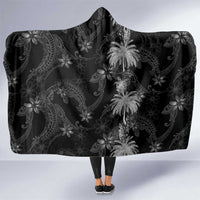 Hawaiian Honu And Surfboards Hooded Blanket Silver Style LT05 One Size Silver - Polynesian Pride