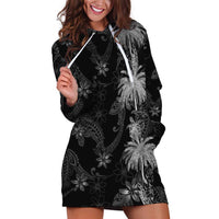 Hawaiian Honu And Surfboards Hoodie Dress Silver Style LT05 Silver - Polynesian Pride