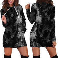 Hawaiian Honu And Surfboards Hoodie Dress Silver Style LT05 - Polynesian Pride