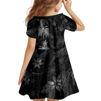 Hawaiian Honu And Surfboards Kid Short Sleeve Dress Silver Style LT05 - Polynesian Pride