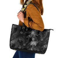 Hawaiian Honu And Surfboards Leather Tote Bag Silver Style LT05 Silver - Polynesian Pride
