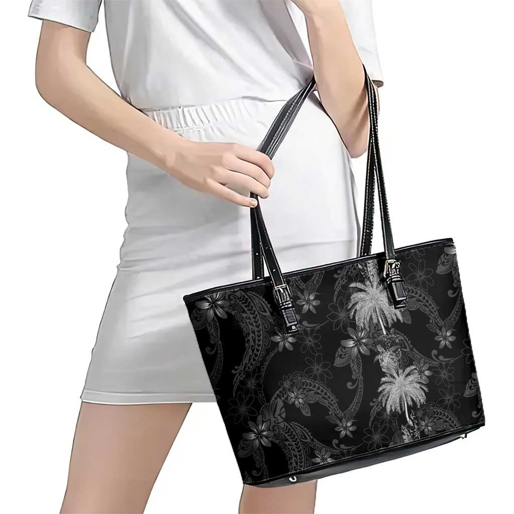 Hawaiian Honu And Surfboards Leather Tote Bag Silver Style LT05 - Polynesian Pride