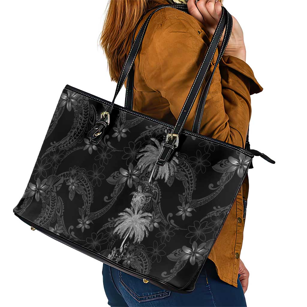Hawaiian Honu And Surfboards Leather Tote Bag Silver Style LT05 - Polynesian Pride