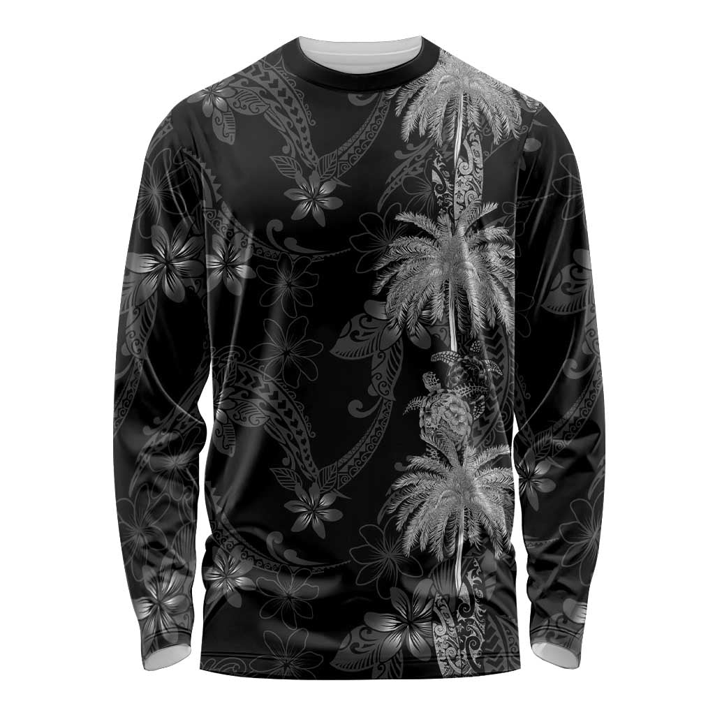 Hawaiian Honu And Surfboards Long Sleeve Shirt Silver Style LT05 Unisex Silver - Polynesian Pride