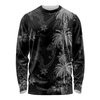 Hawaiian Honu And Surfboards Long Sleeve Shirt Silver Style LT05 Unisex Silver - Polynesian Pride