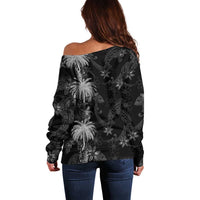 Hawaiian Honu And Surfboards Off Shoulder Sweater Silver Style LT05 - Polynesian Pride