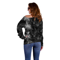 Hawaiian Honu And Surfboards Off Shoulder Sweater Silver Style LT05 - Polynesian Pride