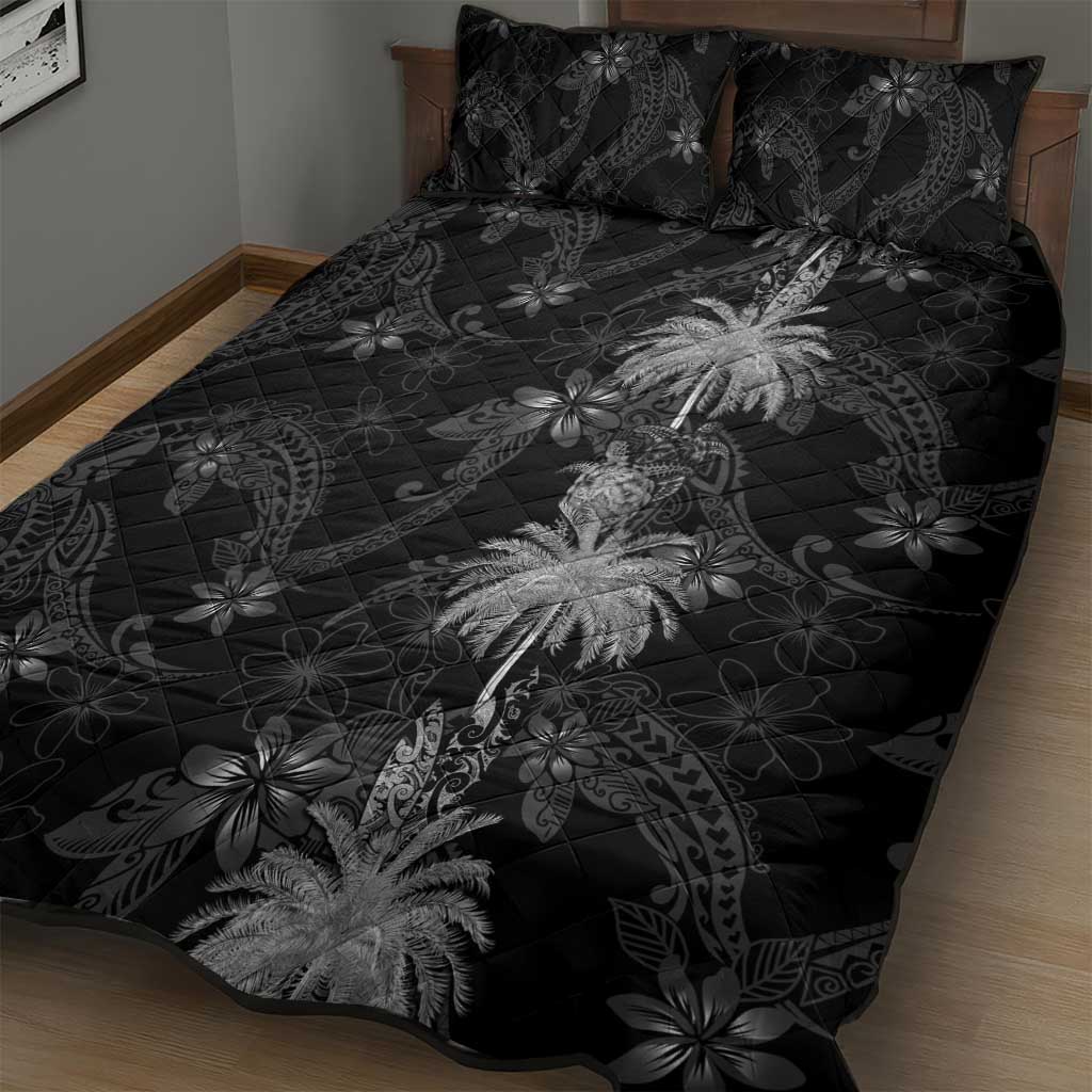 Hawaiian Honu And Surfboards Quilt Bed Set Silver Style LT05 - Polynesian Pride