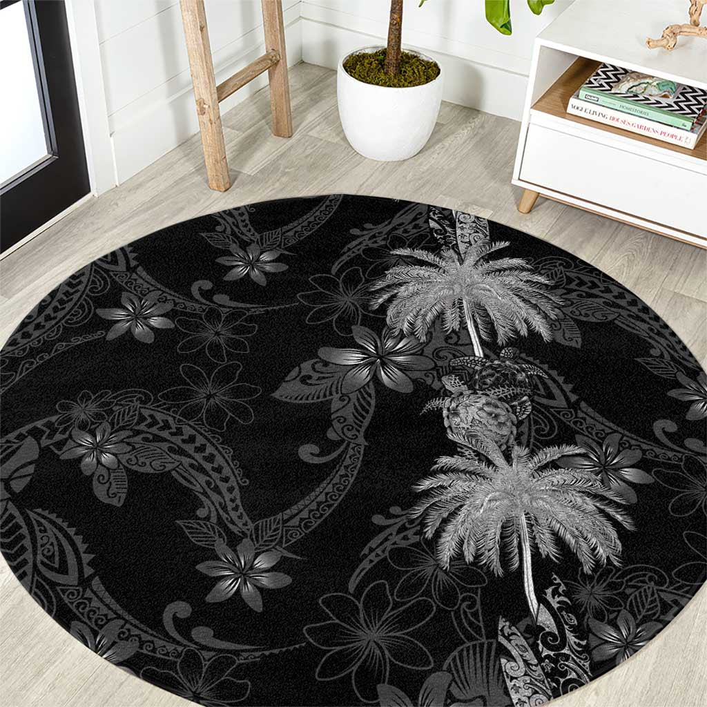 Hawaiian Honu And Surfboards Round Carpet Silver Style LT05 Silver - Polynesian Pride