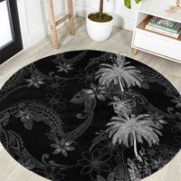 Hawaiian Honu And Surfboards Round Carpet Silver Style LT05 Silver - Polynesian Pride