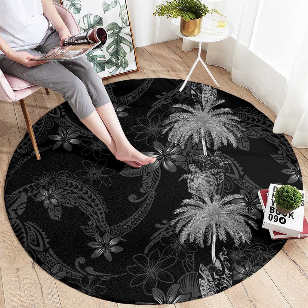 Hawaiian Honu And Surfboards Round Carpet Silver Style LT05 - Polynesian Pride
