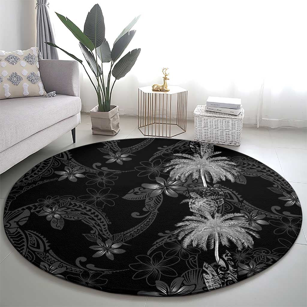 Hawaiian Honu And Surfboards Round Carpet Silver Style LT05 - Polynesian Pride