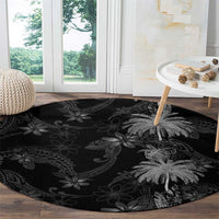 Hawaiian Honu And Surfboards Round Carpet Silver Style LT05 - Polynesian Pride