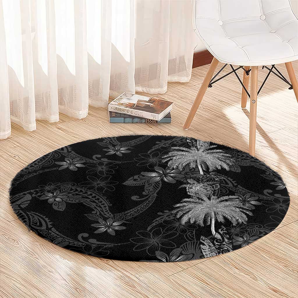 Hawaiian Honu And Surfboards Round Carpet Silver Style LT05 - Polynesian Pride