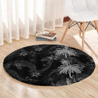 Hawaiian Honu And Surfboards Round Carpet Silver Style LT05 - Polynesian Pride