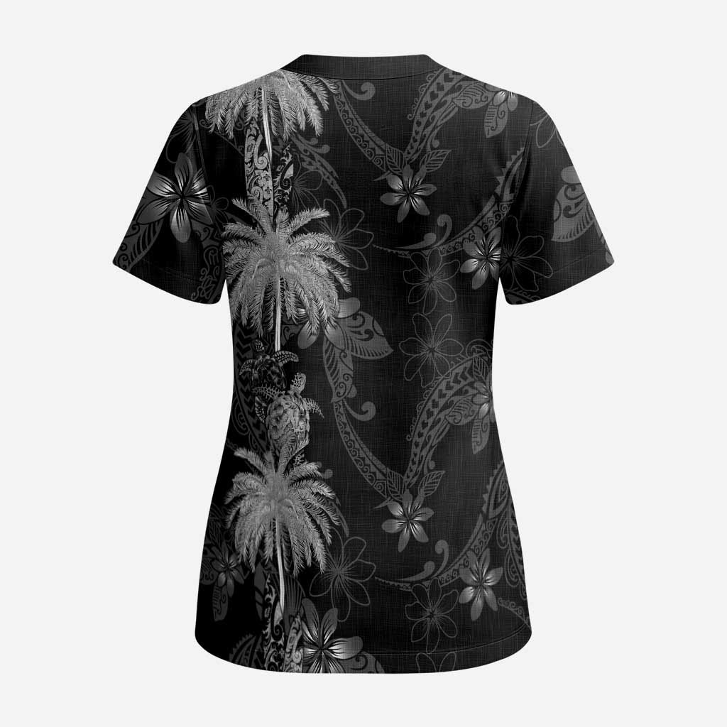Hawaiian Honu And Surfboards Scrub Top Silver Style LT05 - Polynesian Pride