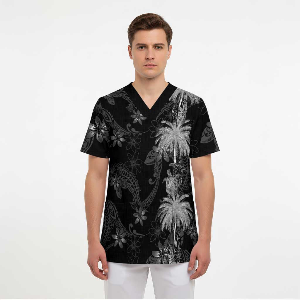 Hawaiian Honu And Surfboards Scrub Top Silver Style LT05 - Polynesian Pride