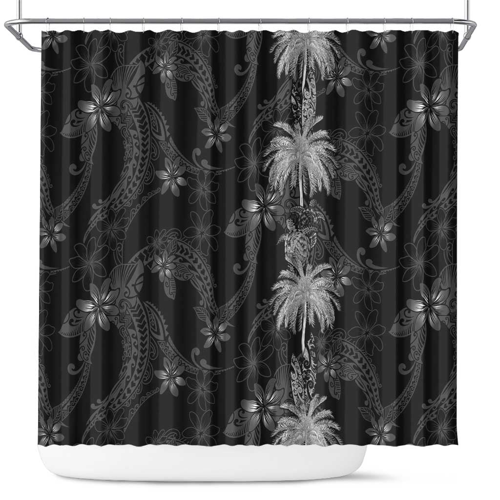 Hawaiian Honu And Surfboards Shower Curtain Silver Style LT05 Silver - Polynesian Pride
