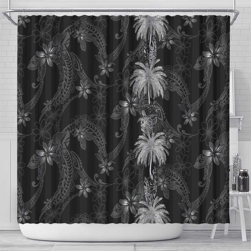 Hawaiian Honu And Surfboards Shower Curtain Silver Style LT05 - Polynesian Pride